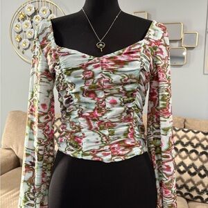 Open Edit Abstract Print Women's Blouse